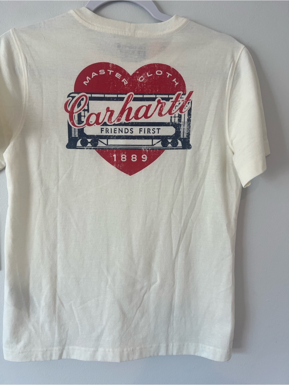 NEW Carhartt Irvine Relaxed Heritage Heart Shirt Cream Women’s XS Friends First